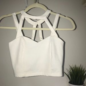 White Strappy crop Shirt